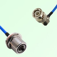 Semi-Flexible BNC Male Right Angle to 7/16 DIN Bulkhead Female with O-Ring Semi-Flexible BNC Male Right Angle to 7/16 DIN Bulkhead Female with O-Ring