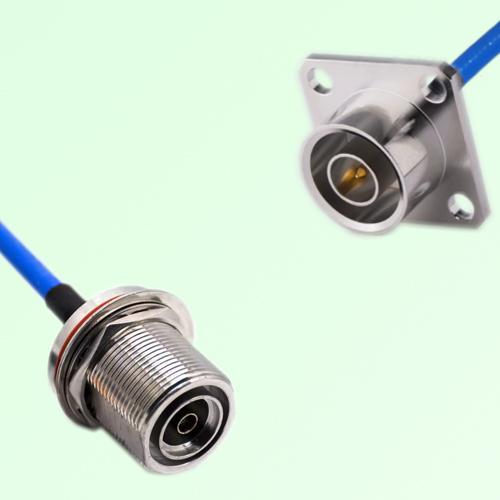 Semi-Flexible Jumper QN Male 4 Hole 25mm to 7/16 DIN Bulkhead Female with O-Ring Semi-Flexible Jumper QN Male 4 Hole 25mm to 7/16 DIN Bulkhead Female with O-Ring