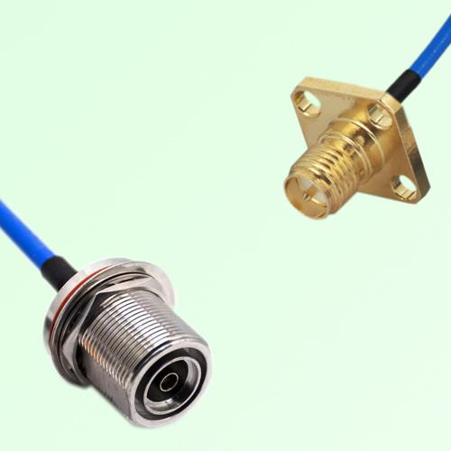 Semi-Flexible RP SMA Female 4 Hole 12.7mm - 7/16 DIN Bulkhead Female with O-Ring