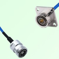 Semi-Flexible Jumper QN Male 4 Hole Flange Mount 25x25mm to 7/16 DIN Female Semi-Flexible Jumper QN Male 4 Hole Flange Mount 25x25mm to 7/16 DIN Female