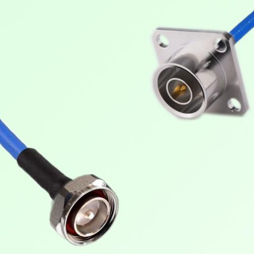 Semi-Flexible Jumper QN Male 4 Hole Flange Mount 25x25mm to 7/16 DIN Male Semi-Flexible Jumper QN Male 4 Hole Flange Mount 25x25mm to 7/16 DIN Male