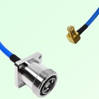 Semi-Flexible Jumper MCX Male Right Angle to 7/16 DIN Female 4 Hole Flange Mount Semi-Flexible Jumper MCX Male Right Angle to 7/16 DIN Female 4 Hole Flange Mount