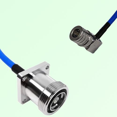 Semi-Flexible Jumper QMA Male Right Angle to 7/16 DIN Female 4 Hole Flange Mount Semi-Flexible Jumper QMA Male Right Angle to 7/16 DIN Female 4 Hole Flange Mount