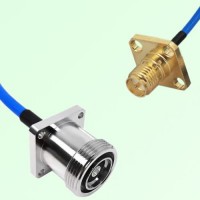 Semi-Flexible Jumper RP SMA Female 4 Hole 12.7x12.7mm to 7/16 DIN Female 4 Hole