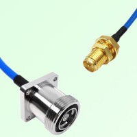 Semi-Flexible Jumper RP SMA Bulkhead Female to 7/16 DIN Female 4 Hole