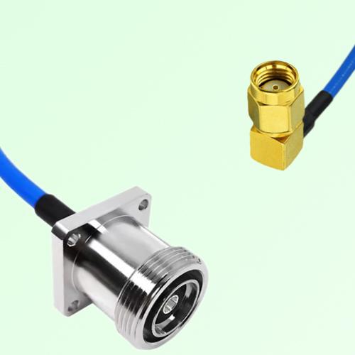 Semi-Flexible Jumper RP SMA Male Right Angle to 7/16 DIN Female 4 Hole Semi-Flexible Jumper RP SMA Male Right Angle to 7/16 DIN Female 4 Hole