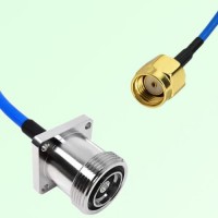 Semi-Flexible Jumper RP SMA Male to 7/16 DIN Female 4 Hole Flange Mount Semi-Flexible Jumper RP SMA Male to 7/16 DIN Female 4 Hole Flange Mount