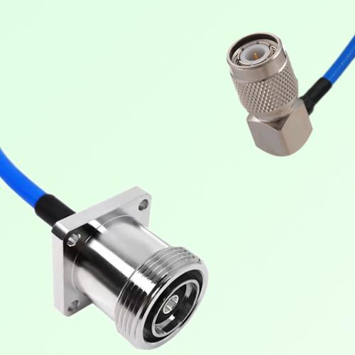 Semi-Flexible Jumper TNC Male Right Angle to 7/16 DIN Female 4 Hole Flange Mount Semi-Flexible Jumper TNC Male Right Angle to 7/16 DIN Female 4 Hole Flange Mount