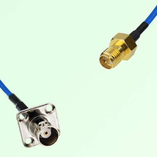 Semi-Flexible Jumper RP SMA Female to BNC Female 4 Hole Flange Mount 17.5x17.5mm