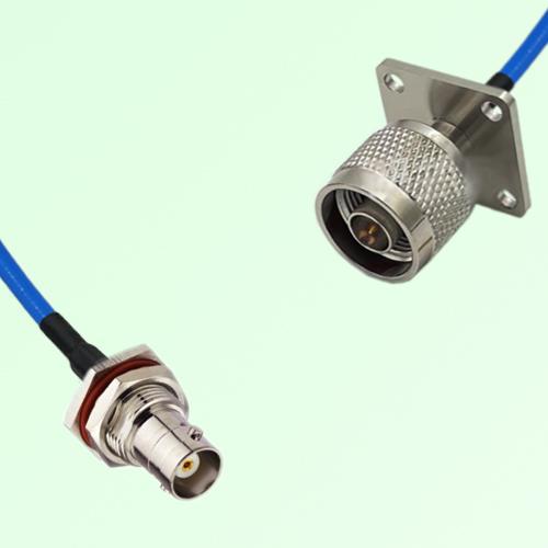 Semi-Flexible Jumper N Male 4 Hole 25x25mm to BNC Bulkhead Female with O-Ring Semi-Flexible Jumper N Male 4 Hole 25x25mm to BNC Bulkhead Female with O-Ring