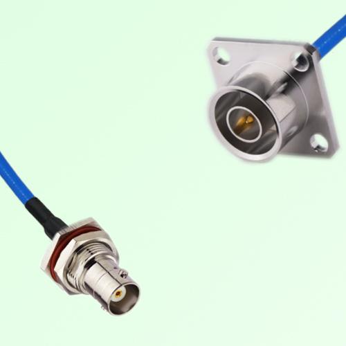Semi-Flexible Jumper QN Male 4 Hole 25x25mm to BNC Bulkhead Female with O-Ring Semi-Flexible Jumper QN Male 4 Hole 25x25mm to BNC Bulkhead Female with O-Ring