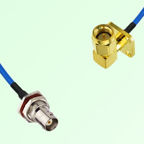 Semi-Flexible SMA Male Right Angle 4 Hole to BNC Bulkhead Female with O-Ring Semi-Flexible SMA Male Right Angle 4 Hole to BNC Bulkhead Female with O-Ring