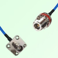 Semi-Flexible Jumper N Bulkhead Female with O-Ring to BNC Female 4 Hole 25x25mm Semi-Flexible Jumper N Bulkhead Female with O-Ring to BNC Female 4 Hole 25x25mm