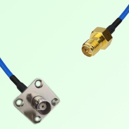 Semi-Flexible Jumper RP SMA Female to BNC Female 4 Hole Flange Mount 25x25mm