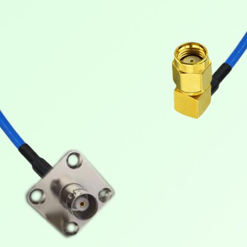Semi-Flexible Jumper RP SMA Male Right Angle to BNC Female 4 Hole 25x25mm Semi-Flexible Jumper RP SMA Male Right Angle to BNC Female 4 Hole 25x25mm