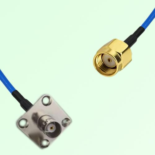 Semi-Flexible Jumper RP SMA Male to BNC Female 4 Hole Flange Mount 25x25mm