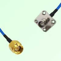 Semi-Flexible Jumper BNC Female 4 Hole Flange Mount 25x25mm to SMA Male Semi-Flexible Jumper BNC Female 4 Hole Flange Mount 25x25mm to SMA Male