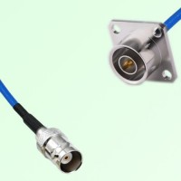 Semi-Flexible Jumper QN Male 4 Hole Flange Mount 25x25mm to BNC Female