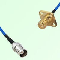 Semi-Flexible Jumper RP SMA Female 4 Hole Flange Mount 12.7x12.7mm to BNC Female