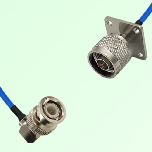 Semi-Flexible Jumper N Male 4 Hole Flange Mount 25x25mm to BNC Male Right Angle Semi-Flexible Jumper N Male 4 Hole Flange Mount 25x25mm to BNC Male Right Angle