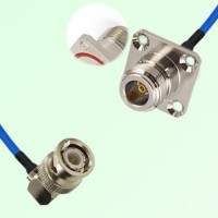 Semi-Flexible Jumper N Female 4 Hole with O-Ring 25x25mm to BNC Male Right Angle Semi-Flexible Jumper N Female 4 Hole with O-Ring 25x25mm to BNC Male Right Angle