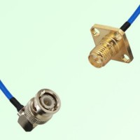 Semi-Flexible Jumper RP SMA Female 4 Hole 12.7x12.7mm to BNC Male Right Angle