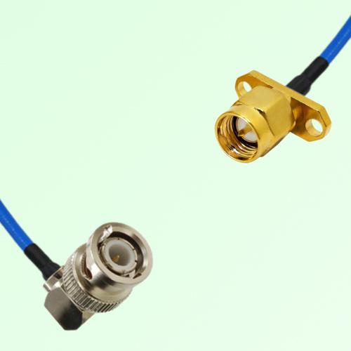 Semi-Flexible Jumper SMA Male 2 Hole Flange Mount to BNC Male Right Angle Semi-Flexible Jumper SMA Male 2 Hole Flange Mount to BNC Male Right Angle