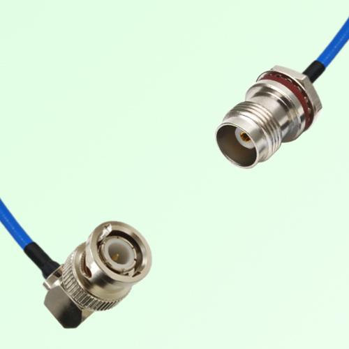 Semi-Flexible TNC Front Mount Bulkhead Female with O-Ring - BNC Male Right Angle Semi-Flexible TNC Front Mount Bulkhead Female with O-Ring - BNC Male Right Angle