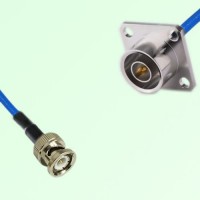 Semi-Flexible Jumper QN Male 4 Hole Flange Mount 25x25mm to BNC Male