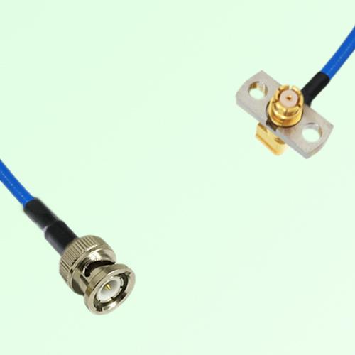 Semi-Flexible Jumper SMP Female Right Angle 2 Hole Flange Mount to BNC Male Semi-Flexible Jumper SMP Female Right Angle 2 Hole Flange Mount to BNC Male