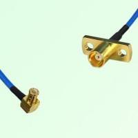 Semi-Flexible Jumper MCX Female 2 Hole Flange Mount to MCX Male Right Angle Semi-Flexible Jumper MCX Female 2 Hole Flange Mount to MCX Male Right Angle