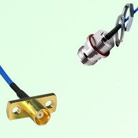 Semi-Flexible N Front Mount Bulkhead Female with O-Ring to MCX Female 2 Hole Semi-Flexible N Front Mount Bulkhead Female with O-Ring to MCX Female 2 Hole