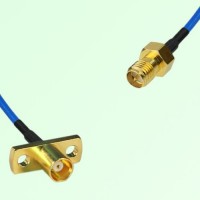 Semi-Flexible Jumper RP SMA Female to MCX Female 2 Hole Flange Mount