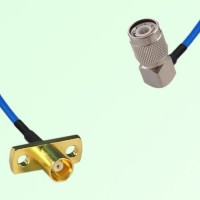 Semi-Flexible Jumper TNC Male Right Angle to MCX Female 2 Hole Flange Mount Semi-Flexible Jumper TNC Male Right Angle to MCX Female 2 Hole Flange Mount