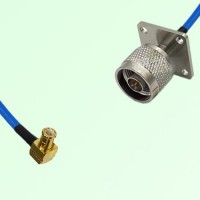 Semi-Flexible Jumper N Male 4 Hole Flange Mount 25x25mm to MCX Male Right Angle Semi-Flexible Jumper N Male 4 Hole Flange Mount 25x25mm to MCX Male Right Angle