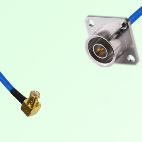 Semi-Flexible Jumper QN Male 4 Hole Flange Mount 25x25mm to MCX Male Right Angle Semi-Flexible Jumper QN Male 4 Hole Flange Mount 25x25mm to MCX Male Right Angle