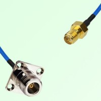 Semi-Flexible Jumper RP SMA Female to N Female 4 Hole Flange Mount 25x25mm