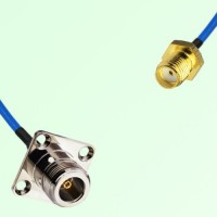 Semi-Flexible Jumper SMA Female to N Female 4 Hole Flange Mount 25x25mm Semi-Flexible Jumper SMA Female to N Female 4 Hole Flange Mount 25x25mm
