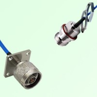Semi-Flexible N Front Mount Bulkhead Female with O-Ring to N Male 4 Hole 25mm Semi-Flexible N Front Mount Bulkhead Female with O-Ring to N Male 4 Hole 25mm
