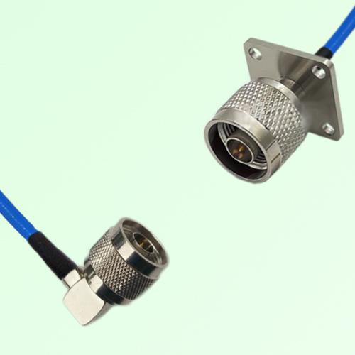 Semi-Flexible Jumper N Male 4 Hole Flange Mount 25x25mm to N Male Right Angle Semi-Flexible Jumper N Male 4 Hole Flange Mount 25x25mm to N Male Right Angle