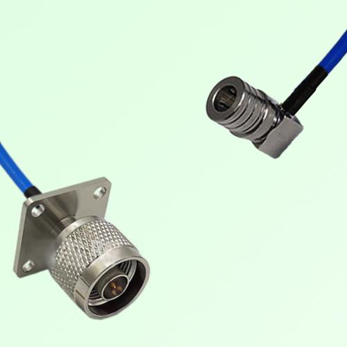Semi-Flexible Jumper QMA Male Right Angle to N Male 4 Hole Flange Mount 25x25mm Semi-Flexible Jumper QMA Male Right Angle to N Male 4 Hole Flange Mount 25x25mm