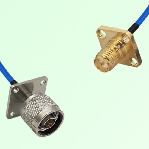 Semi-Flexible Jumper RP SMA Female 4 Hole 12.7x12.7mm to N Male 4 Hole 25x25mm