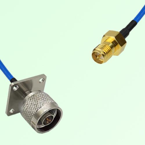 Semi-Flexible Jumper RP SMA Female to N Male 4 Hole Flange Mount 25x25mm