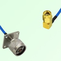 Semi-Flexible Jumper RP SMA Male Right Angle to N Male 4 Hole 25x25mm Semi-Flexible Jumper RP SMA Male Right Angle to N Male 4 Hole 25x25mm