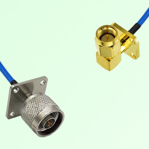 Semi-Flexible Jumper SMA Male Right Angle 4 Hole 12.7mm to N Male 4 Hole 25x25mm Semi-Flexible Jumper SMA Male Right Angle 4 Hole 12.7mm to N Male 4 Hole 25x25mm