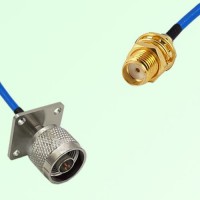 Semi-Flexible Jumper SMA Bulkhead Female to N Male 4 Hole Flange Mount 25x25mm Semi-Flexible Jumper SMA Bulkhead Female to N Male 4 Hole Flange Mount 25x25mm