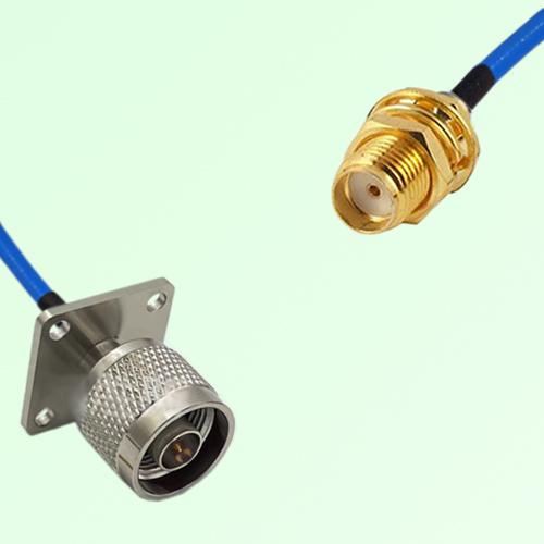 Semi-Flexible Jumper SMA Bulkhead Female to N Male 4 Hole Flange Mount 25x25mm Semi-Flexible Jumper SMA Bulkhead Female to N Male 4 Hole Flange Mount 25x25mm
