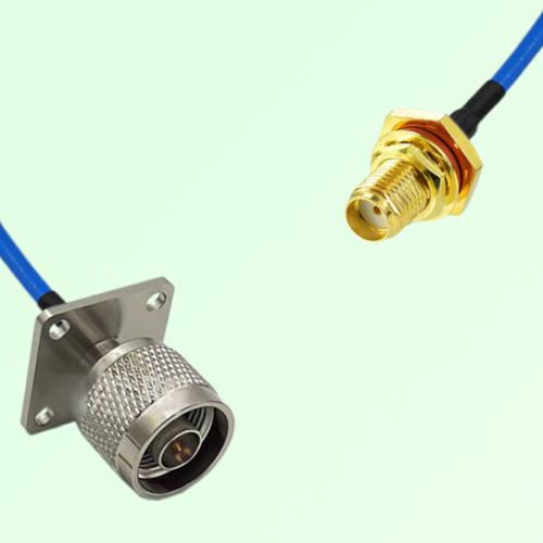 Semi-Flexible Jumper SMA Bulkhead Female with O-Ring to N Male 4 Hole 25x25mm Semi-Flexible Jumper SMA Bulkhead Female with O-Ring to N Male 4 Hole 25x25mm