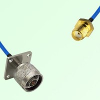 Semi-Flexible Jumper SMA Female to N Male 4 Hole Flange Mount 25x25mm Semi-Flexible Jumper SMA Female to N Male 4 Hole Flange Mount 25x25mm
