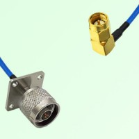 Semi-Flexible Jumper SMA Male Right Angle to N Male 4 Hole Flange Mount 25x25mm Semi-Flexible Jumper SMA Male Right Angle to N Male 4 Hole Flange Mount 25x25mm